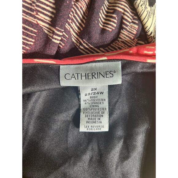 Catherine's Shift Dress Size 2X Pink Ombre Scrolls 3/4 Sleeve Boho Western Rodeo - Picture 5 of 7